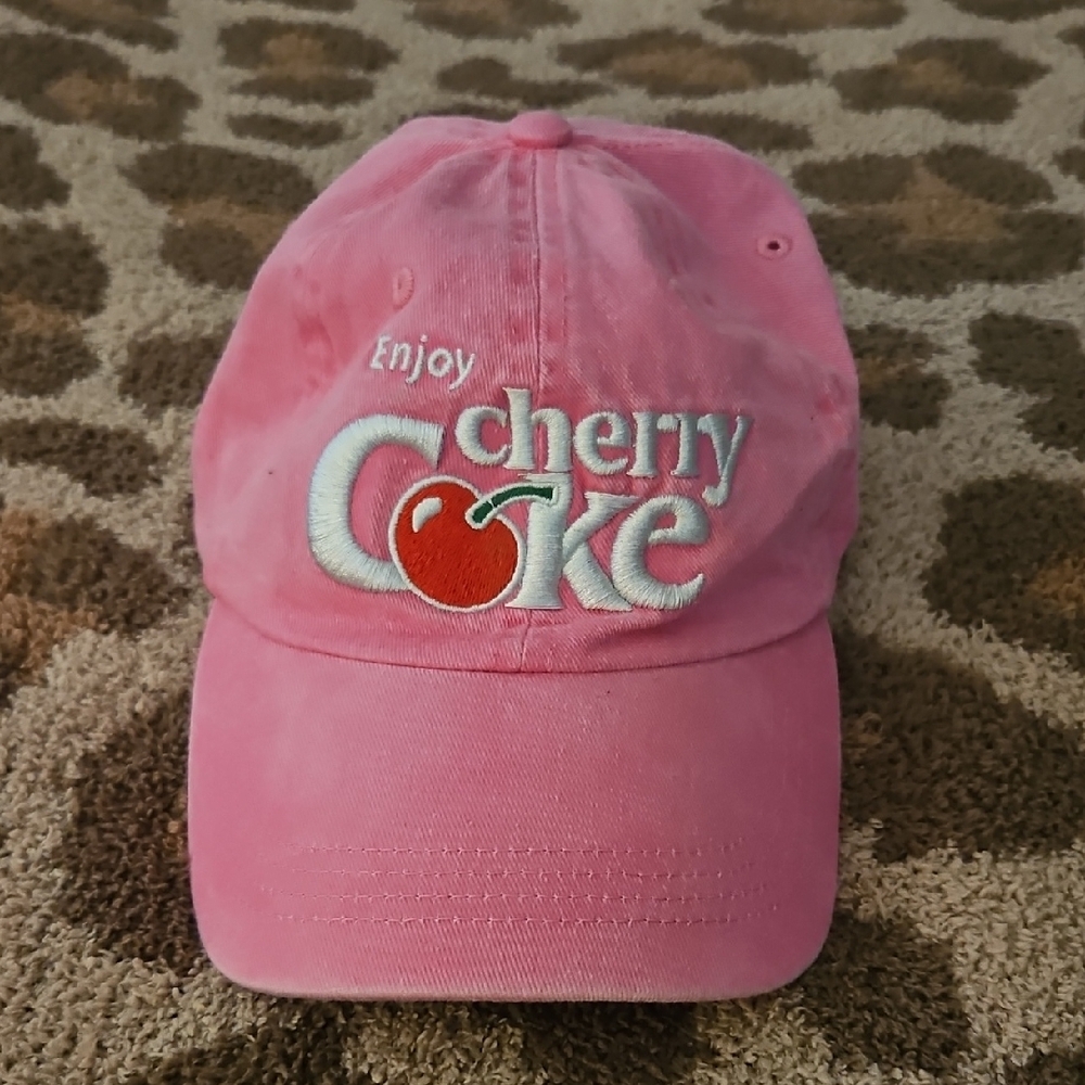 Forever 21 Vintage Inspired Pink Cherry Coke Baseball Cap